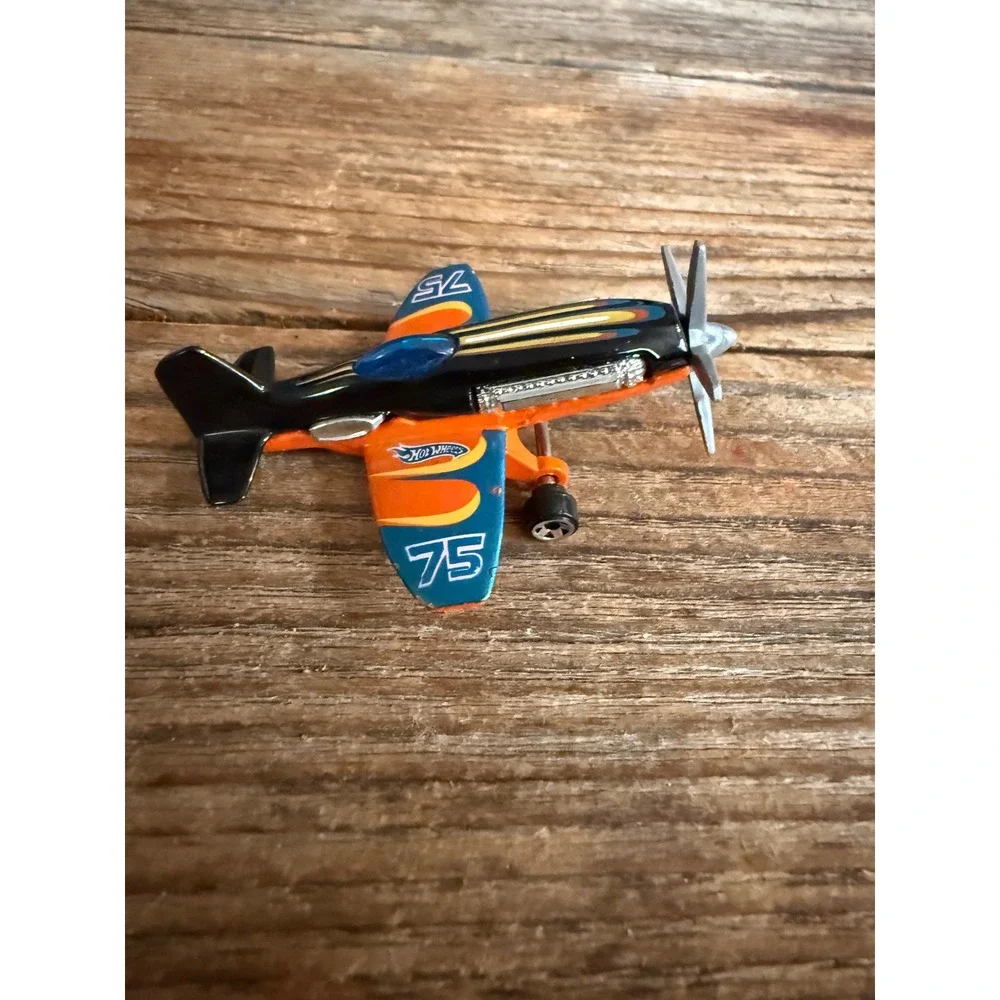 Y2K 2000s Hot Wheels Mad Propz Airplane Racing Plane Orange Black 75 Decal